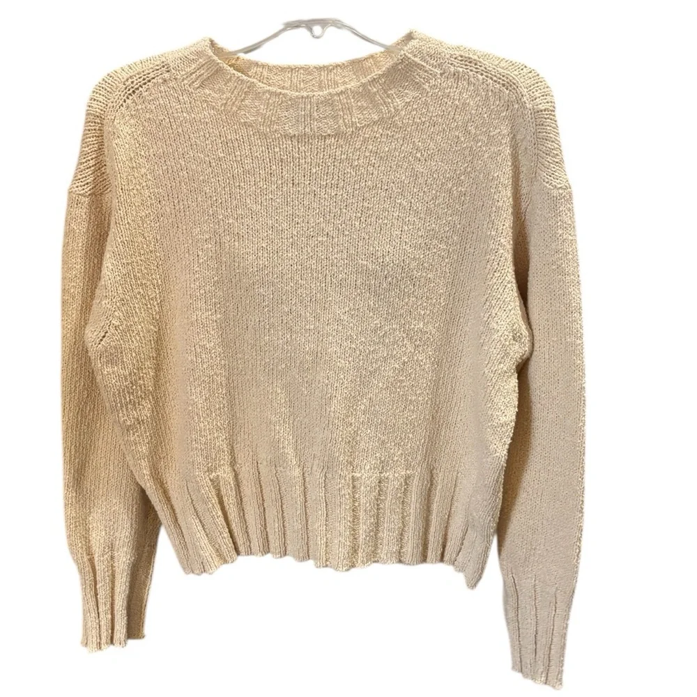 J. Crew Wide Rib Crewneck Sweater in Ivory Size Medium. NWT